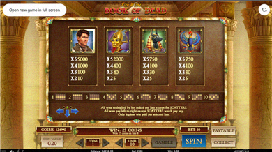 Auszahlungstabelle Seite 2 — Hochwertige Symbole