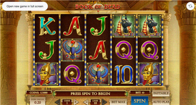 Book of Dead Hauptspiel — Walzen im Ruhezustand